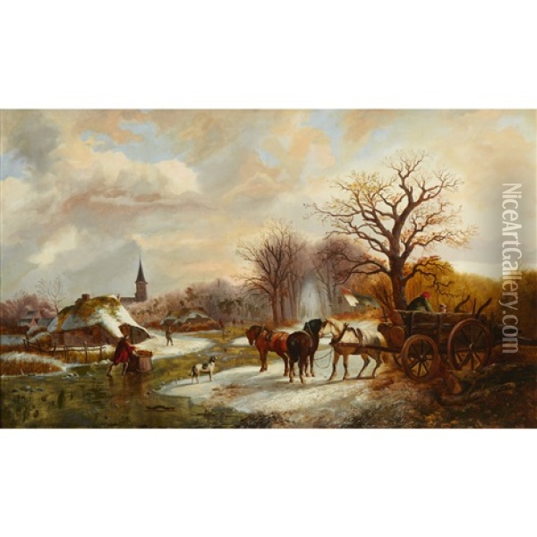 Winter Time Oil Painting - William Joseph Shayer