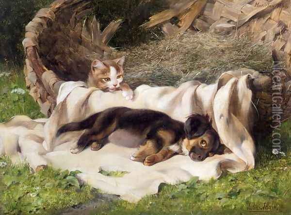 Two Friends Oil Painting - Julius Adam