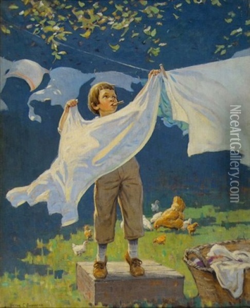 A Family Man In The Making (cover Study For Life) Oil Painting - Victor Coleman Anderson