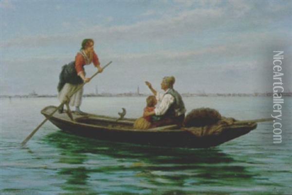 In Barca In Venezia Oil Painting - Pietro Gabrini