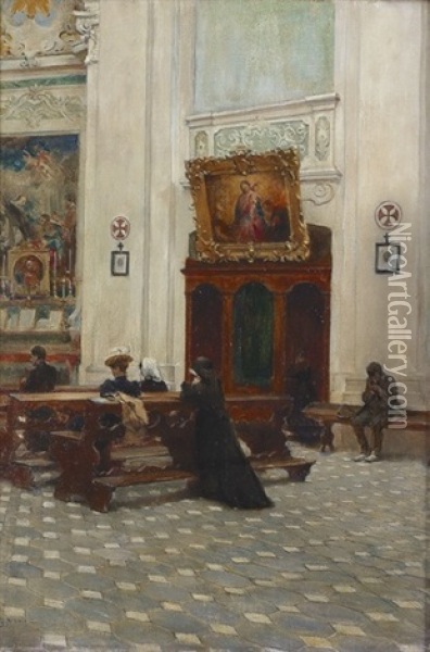 Gebet In Der Kirche Oil Painting - Gabriel Emile Nicolet