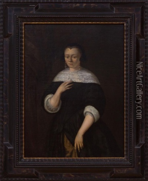 Portrait Of The Artist's Wife, Nee Adriana Van Forest Oil Painting - Hendrick Verschuring