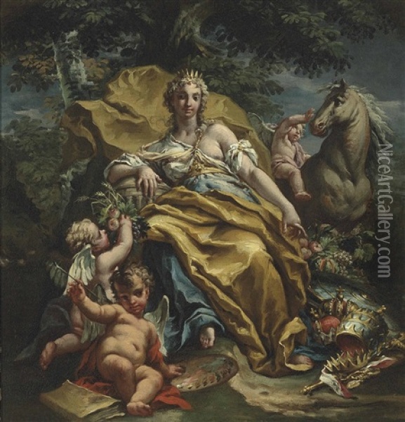 An Allegory Of Europe Oil Painting - Gaspare Diziani