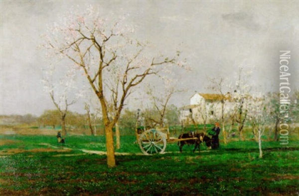 In The Orchard Oil Painting - Vittorio Avanzi