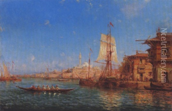 Embarcation A Istanbul Oil Painting - Henri Malfroy-Savigny