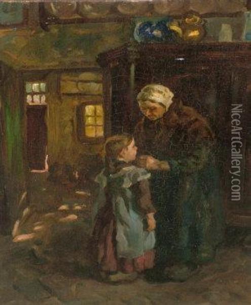 Grannie's Care Oil Painting - John Patrick Downie