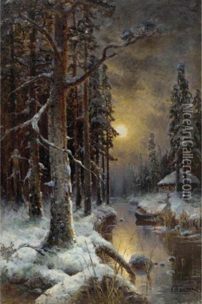 The Forest, Winter Oil Painting - Iulii Iul'evich (Julius) Klever