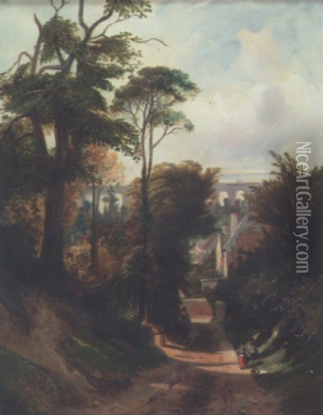 Vue De Val-fleury Et De L'aqueduc Oil Painting - Camille Joseph Etienne Roqueplan