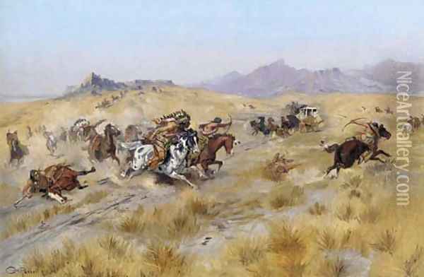 The Attack 2 Oil Painting - Charles Marion Russell