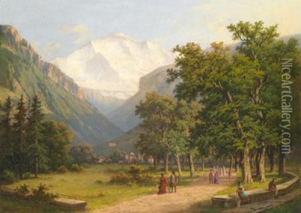 Motiv Aus Einemhochgelegenen Kurort Oil Painting - Heinrich, Hermann Johann
