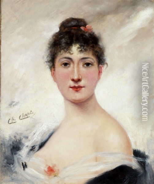 Portrat Einer Eleganten Jungen Frau Oil Painting - Charles Joshua Chaplin