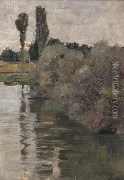 Willows At Twilight Oil Painting - Bernhard Buttersack