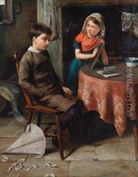 The Reluctant Pupil Oil Painting - John Wells Smith