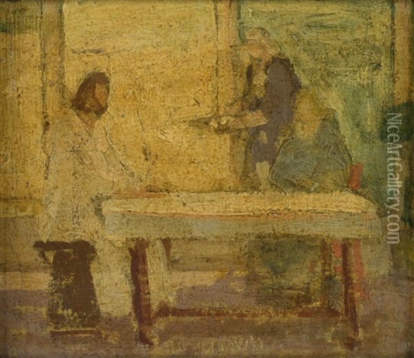 Study For Christ At The Home Of Martha And Mary Oil Painting - Henry Ossawa Tanner
