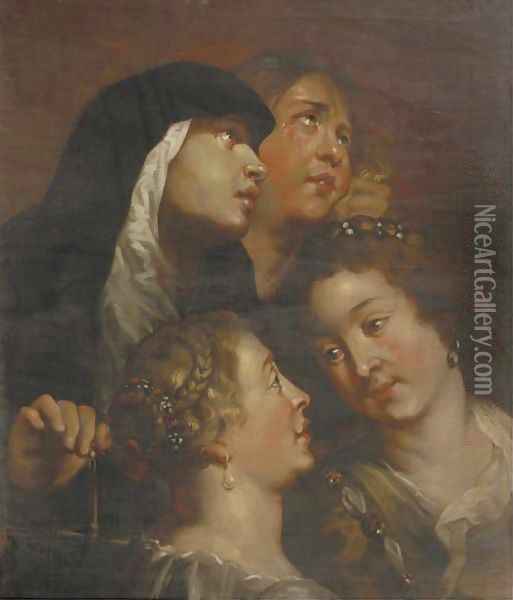A study of four female heads Oil Painting - Sir Peter Paul Rubens