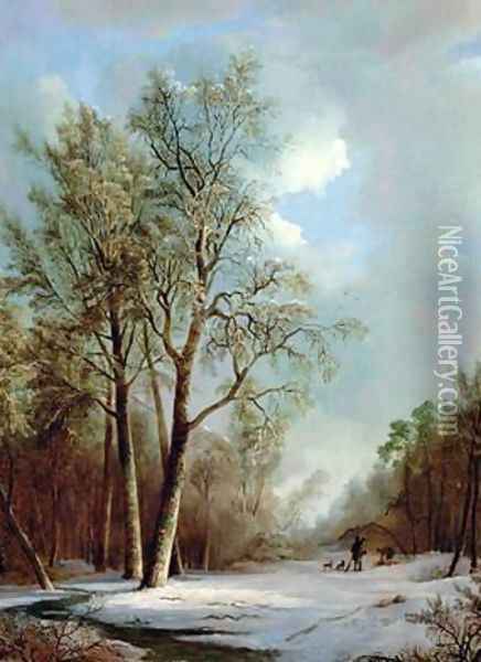 Snow Scene 2 Oil Painting - Alexis de Leeuw