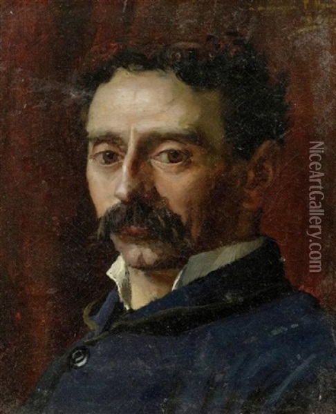 Portrait Eines Mannes, Wohl Von P. Mauran Oil Painting - Paul (Jean Marie) Sain