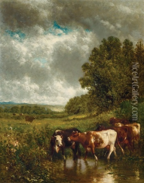 Pasture Scene Oil Painting - William M. Hart