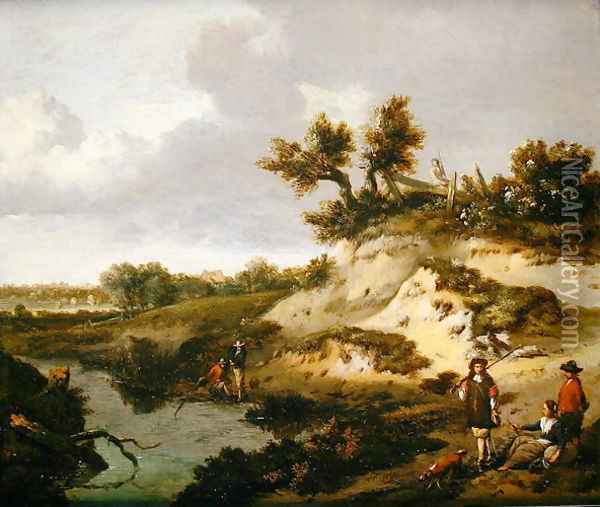 A dune landscape with figures Oil Painting - Jan Wynants