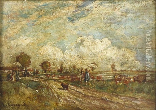 La Promenade Oil Painting - Louis-Hilaire Carrand