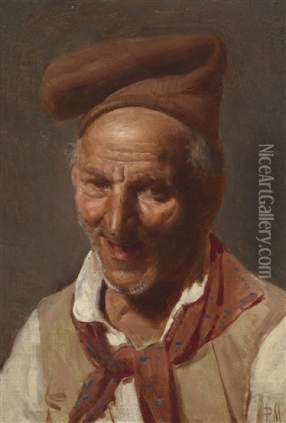 Italienische Fischer Oil Painting - Pompeo Massani