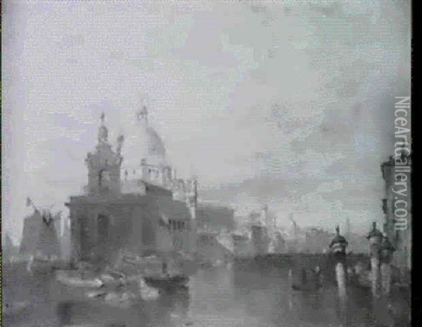 Views Of Venice With The Salute Oil Painting - Alfred Pollentine