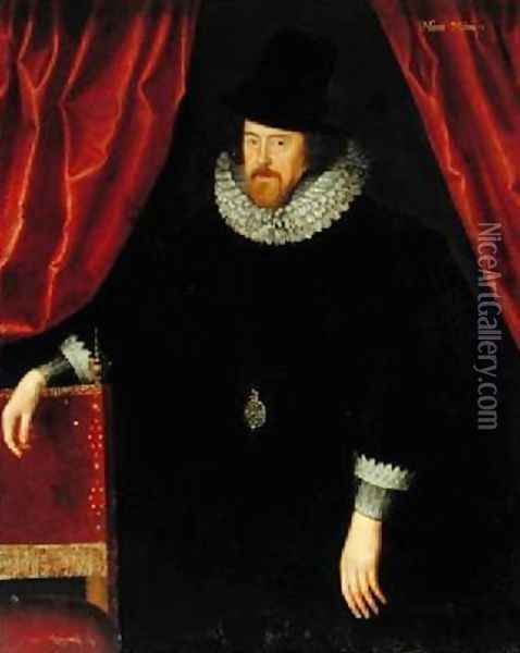 Portrait of Francis Bacon 1561-1626 1st Baron of Verulam and Viscount of St Albans Oil Painting - William Larkin