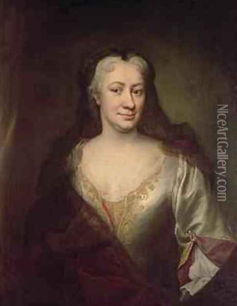 Countess Fuchs Governess of Maria Theresa Empress of Austria Oil Painting - Martin II Mytens or Meytens