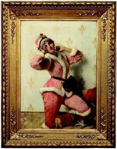Fanciulla In Costume Rosa E Pelliccia Oil Painting - Giovanni Battista Costa