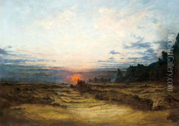 A Wild Seashore At Sunset Oil Painting - Francis Danby