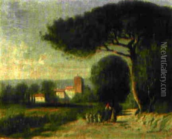 Ziegenherde Auf Weg Bei St. Raphael Oil Painting - Alfred-Paul-Emile-Etienne Dumont