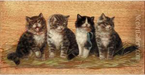 Four Kittens Oil Painting - Bessie, Betsie Bamber