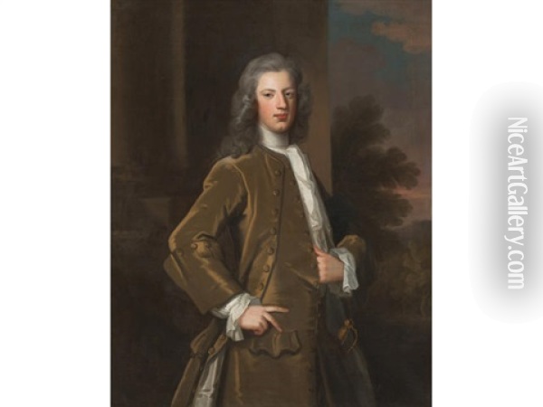 A Portrait Of A Gentleman, Traditionally Identified As The Earl Of Halifax Oil Painting - Enoch Seeman