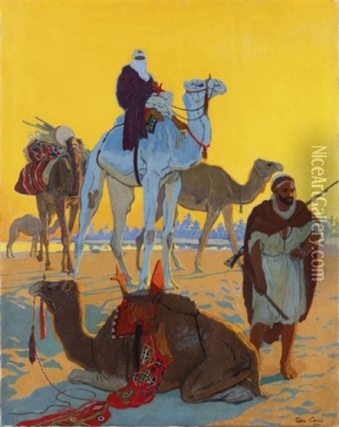 Touaregs Dans Le Desert Oil Painting - Leon Carre
