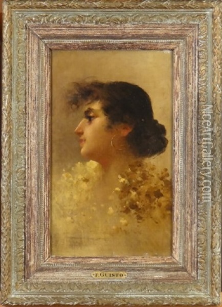 Portrait De Femme De Profil Oil Painting - Fausto Giusto