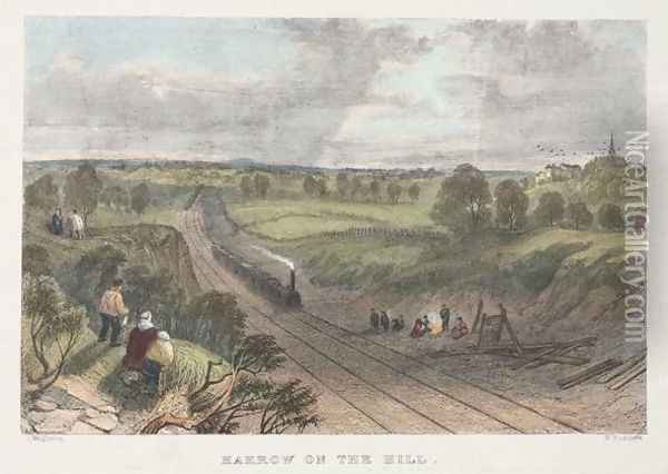 Harrow on the Hill, engraved by W. Radclyffe Oil Painting - L. Wrightson