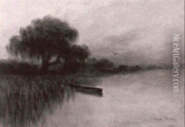 Skiff In The Reeds Oil Painting - Alexander John Drysdale