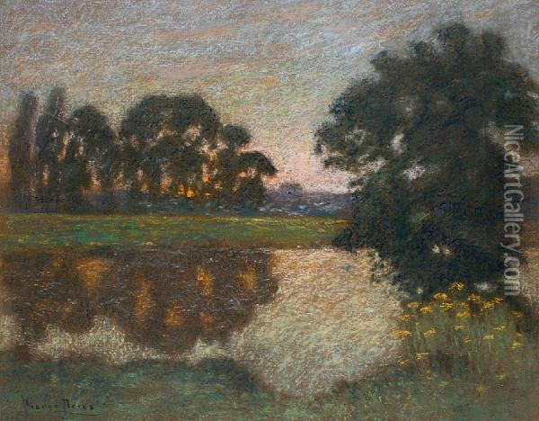 Sunset On The River Oil Painting - Pierre Ernest Prins