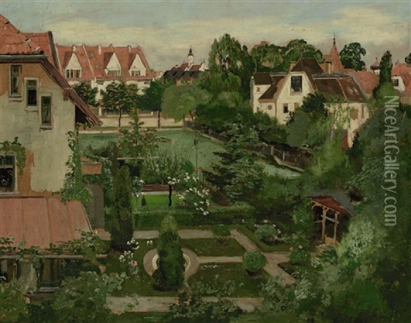 Gartenidylle Oil Painting - Wilhelm Jakob Hertling