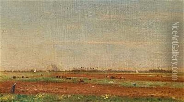 Moor Scenery. Indicated On The Reverse Pokhitonov Oil Painting - Ivan Pavlovich Pokhitonov
