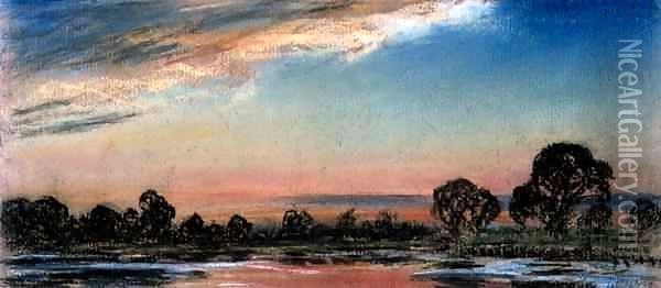 Afterglow an Hour After Official Sunset Time, Chelsea Oil Painting - William Ascroft