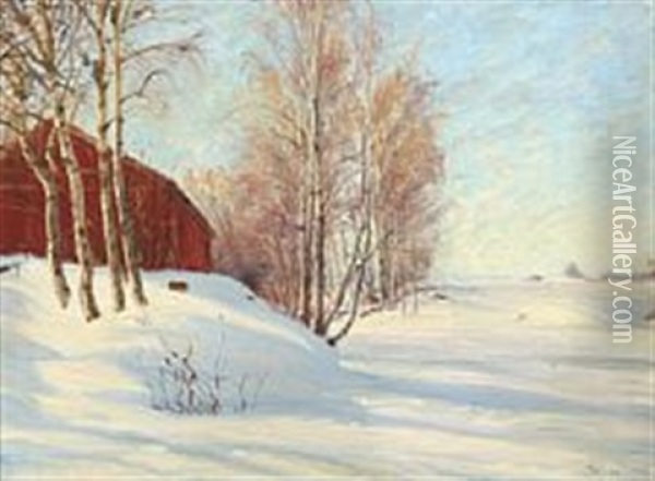Winterscape Oil Painting - Sigvard Marius Hansen
