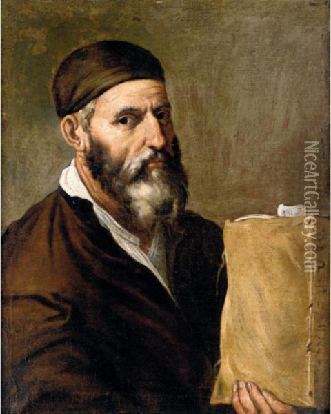 A Philosopher Holding A Book Oil Painting - Jusepe de Ribera