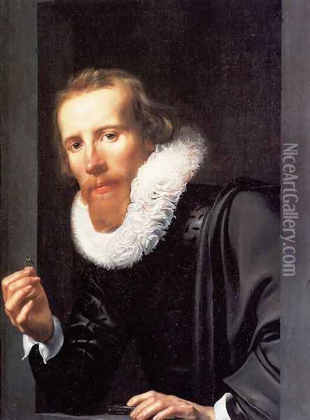 Portrait of a man with a Ring Oil Painting - Werner Jacobsz. van den Valckert