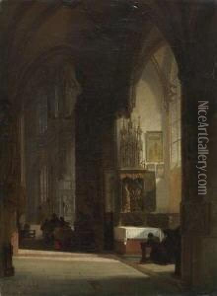 Nurnberg - St. Lorenz. Oil Painting - Friedrich Carl Mayer