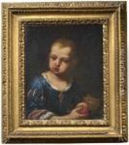 Ritratto Di Bambina Con Frutta Oil Painting - Antonio Amorosi