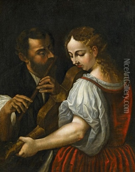 Musizierendes Paar Oil Painting - Joseph Heintz the Elder