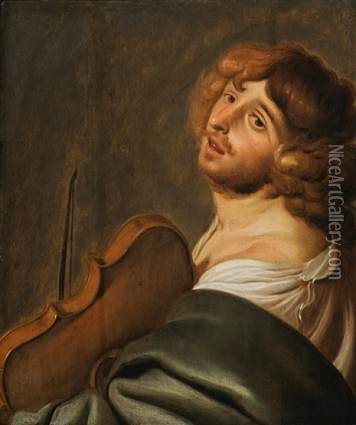 The Violin Player (allegory Of Hearing) Oil Painting - Jacob Adriaensz de Backer