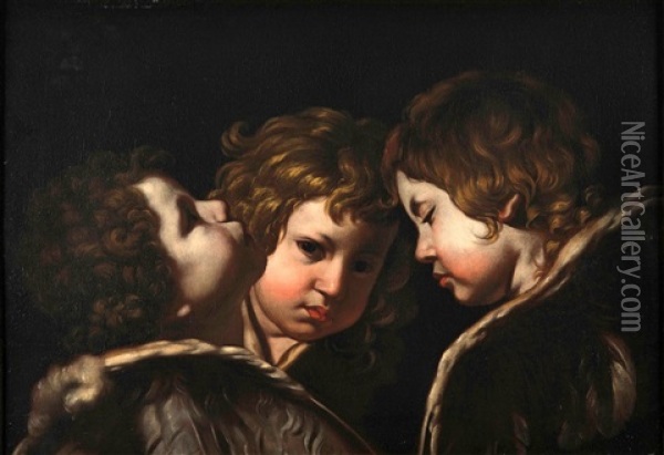 Tre Angeli Oil Painting - Giacomo (Lo Spadarino) Galli