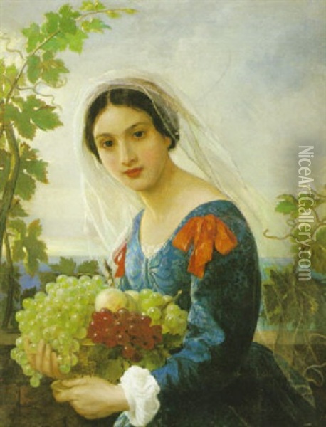 Italienska Med Vindruvsklasar Oil Painting - Carl Gustaf Plagemann